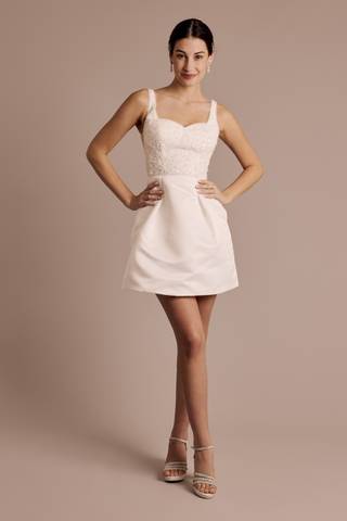 Picture of Satin Tank Mini Dress with 3D Beaded Flowers